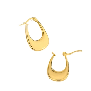 Minimalist 18K gold plated stainless steel oval egg-shaped hoop earrings for women