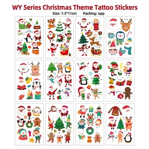 Set of 12 waterproof Christmas temporary tattoos including Santa and reindeer, 7.5x11cm