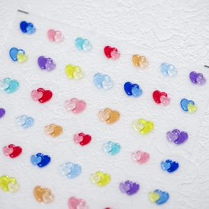 3D Relief Nail Art Stickers Colorful Double Heart Shaped Embossed Jelly Texture Self Adhesive DIY Manicure Accessories