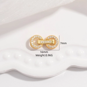 Fermoir fleur en argent S925 plaqué or avec zircons de 16mm pour création de bijoux DIY