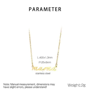 Detail view of 18K gold plated mama pendant necklace with precise size measurements