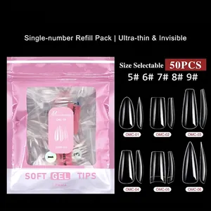 Διάφανα Soft Gel Tips Νυχιών Λεπτά Χωρίς Τσάκιση Coffin Stiletto Almond Tapered Square Επαγγελματική Επέκταση Μανικιούρ