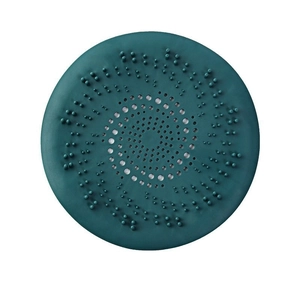 Dark green silicone sink drain cover with spiral anti-clogging filter holes