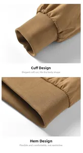 Detail der khakifarbene Jacke mit elastischen Rippbündchen und Saum für Komfort