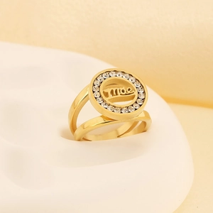 18k gold plated stainless steel Mom ring with sparkling crystals for Mother's Day gift