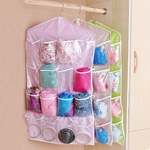 Hanging Storage Bag Transparent Clear Multi Grid Pockets Closet Organizer For Underwear Socks Accessories Home Closet