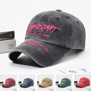 Casquette De Baseball En Coton Lavé Rétro Avec Broderie De Lettres Boucle Métallique Réglable Style Vintage