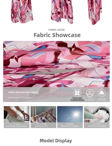 Detail of pink abstract floral fabric texture showing breathable chiffon material weave