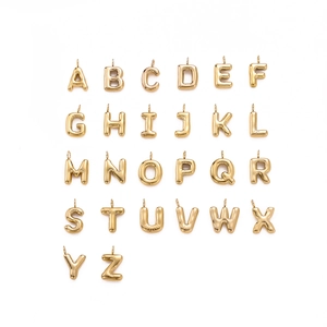 Golden 14K plated bubble 26 initial alphabet balloon pendants necklace set for women