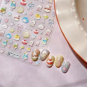 Adesivi per unghie 5D orsetto tazza da tè TS4055 con motivi di dolci e orsetti carini