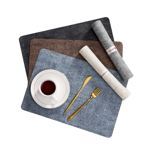 Nordic waterproof leather placemats and napkins set in blue-grey and beige tones