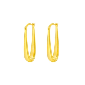 Minimalist 18K gold-plated copper U-shaped drop earrings with a polished metallic finish