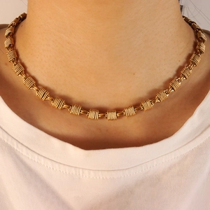Golden heavy rock knot chain necklace in premium stainless steel for women