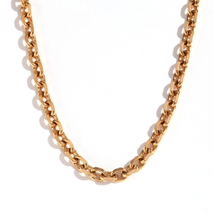 Chunky 18K gold plated stainless steel curb chain necklace for women in hip hop style