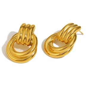 Classic gold-plated 316L stainless steel chunky latch hoop earrings for women