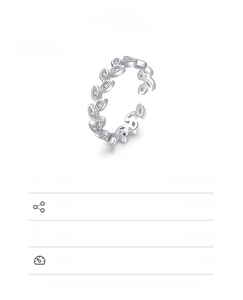 Detailed view of micro-paved silver leaf ring showing the 4mm width and S925 hallmark