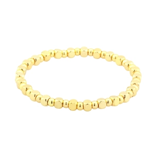 Chic gold-plated beaded bracelet featuring alternating round and cube beads on a white background
