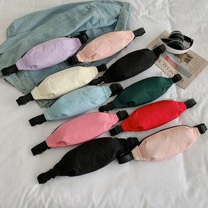 Candy Color Canvas Nylon Waist Bag For Women Adjustable Strap Harajuku Style Crossbody Chest Pouch