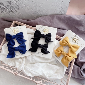 Lot de 3 paires de barrettes à nœuds en tissu fait main pour filles bleu noir jaune