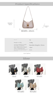 Detailed size chart and specifications of the minimalist PU leather shoulder bag for women