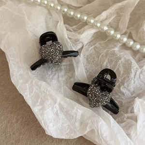 Heart Rhinestone Hair Claw Clip Small Plastic Elegant Side Grip Hair Accessories For Women