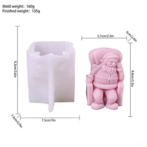 DIY silicone mold for napping Santa Claus candle with detailed size measurements