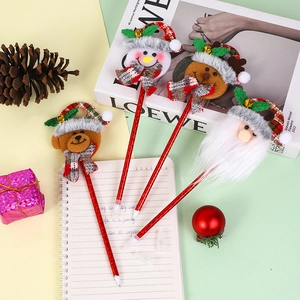 Lot de stylos de Noël avec figurines du Père Noël, d'un bonhomme de neige et renne