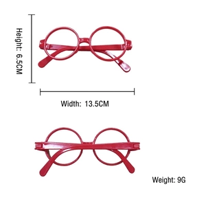Red large round frame glasses for adults and kids with dimensions 13.5cm width and 9g weight