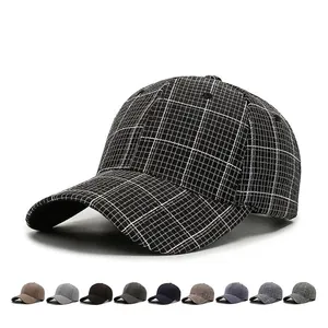 Cotton Plaid Baseball Cap Breathable Sunshade Adjustable Leisure Sports Hat For Men And Women Checkered Pattern