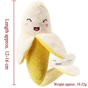 Bananenförmiges Plüsch-Hundespielzeug mit Stickerei und einer Länge von 12-16cm