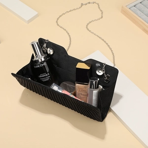 French style elegant pleated evening bag with chain strap for women chic fashion handbag