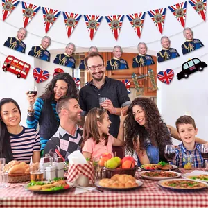 Krönung von König Charles III. Party-Deko-Set mit Union Jack Wimpelketten und Banner