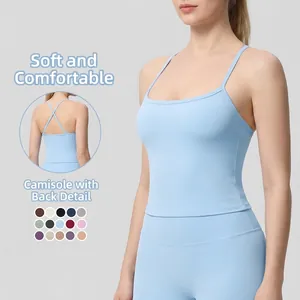 Damen Nylon Spandex Yoga Tanktop Slim Fit Schnelltrocknendes Sport Unterhemd Überkreuzter Rücken Gym Workout Top