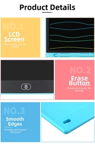 Detail view of 12-inch LCD writing tablet featuring clear color screen and erase button