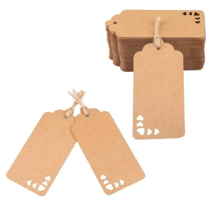 Gift Tags Kraft Paper Heart Shape Cutout Hanging Labels With Twine For Wedding Valentine Day Birthday Party Decoration