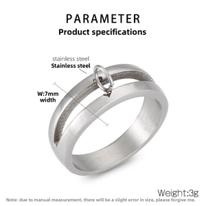 Technical view of 7mm stainless steel hollow band ring with dimensions and 3g weight info