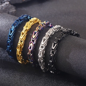 Byzantine titanium steel 8mm V-chain bracelets in multiple colors for men