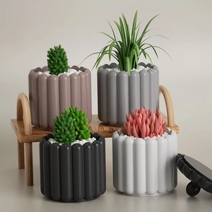 Striped resin candle cup silicone molds with various artificial succulent plants