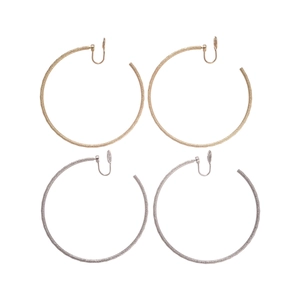 Matte 18k vergoldete und versilberte runde Clip-On-Ohrringe für Ohren ohne Löcher