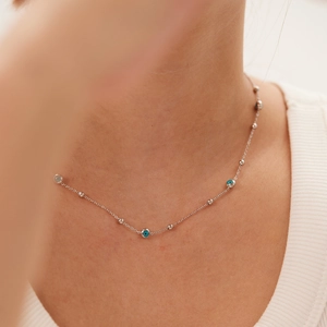 Evil Eye Necklace 18K Gold Plated Stainless Steel Round Beads Minimalist Boho Individual Jewelry For Women