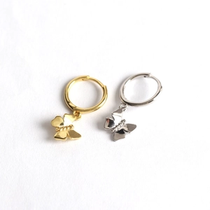 Minimalist S925 sterling silver butterfly hoop earrings in gold and silver finish