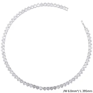 Detail of 6mm wide sparkling tennis chain with round cubic zirconia in claw setting