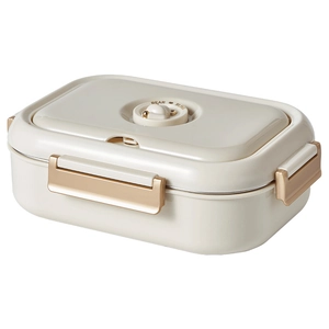 Insulated 304 stainless steel cream lunch box with golden buckles and air vent