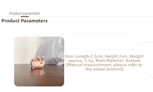 Detailed size specifications for small pink acetate rabbit hair claw measuring 2.5 by 2 cm