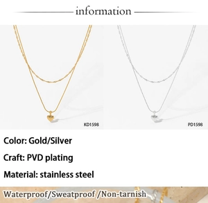 Spécifications du collier cœur en acier inoxydable PVD avec propriétés étanches