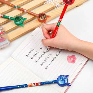 Christmas reindeer sequin gel pens set in red, blue, green, and brown festive colors