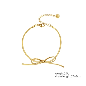 Elegante bracciale a catena serpente dorata con ciondolo a fiocco per donna
