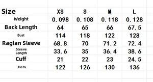 Detailed measurement chart for women's round neck chiffon blouse in various sizes