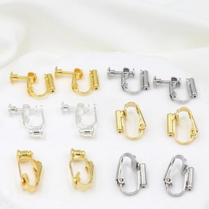 Assorted gold and silver non-pierced earring converters with U-shape and screw design