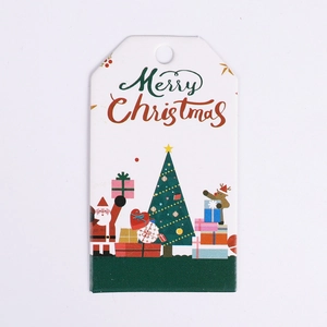 Christmas paper gift tags with Merry Christmas text, Santa, and tree patterns